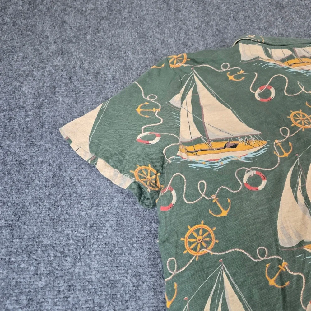 Ralph Lauren‎ Sailboat Print Shirt Anchor Nautical Olive Green XL/TG mac miller - Picture 11 of 13